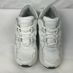 VIONIC Women's Walk 23 White/Gray Leather Orthopedic Walking Shoes Size 9.5 Wide